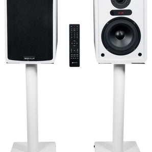 Rockville ELITE-5W 5.25" Powered White Bookshelf Speakers w/Bluetooth+21" Stands