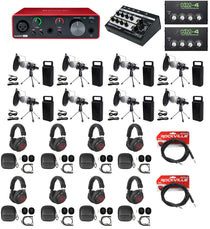 8-Person Podcast Podcasting Recording Kit w/Mics+Stands+Headphones
