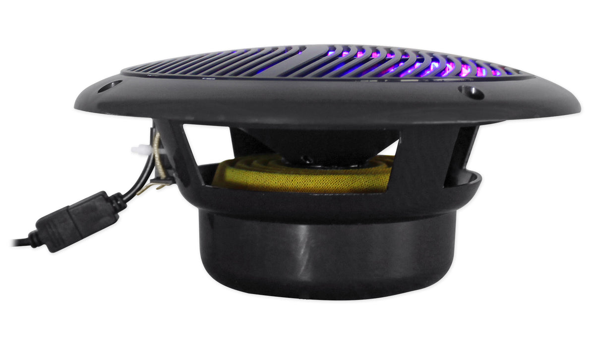 2) Rockville 6.5" LED Swivel Black Marine Wakeboard+Coaxial Speakers+Amp+Amp Kit