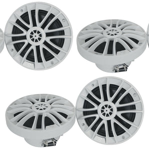 (6) Rockville RM-PREMIUM-65 WHITE 6.5" 600w Marine Boat Speakers - Crisp Sound!