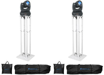 (2) Rock Beam DC Moving Head Lights+8 ft White Totem Stands