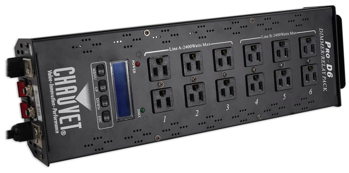Chauvet PRO-D6 6 Ch 20A DMX-512 Dimmer Switch Pack Simultanious115V and 230V