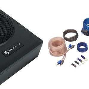 Rockville SS65P 400w 6.5" Slim Under-Seat Powered Car/Truck Subwoofer + Amp Kit