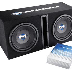 MTX Magnum MB210SP 800w Dual 10” Subwoofers+Vented Sub Box/Amp Package+Amp Kit