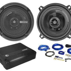 Pair Memphis Audio PRX5 5.25" Car Speakers w/Pivot Tweeters+Amplifier+Amp Kit