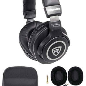 Rockville PRO-M50 Studio Headphones with Detachable Coil Cable, Case+Extra Ear Pad