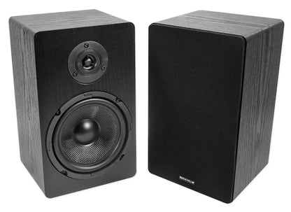 (2) Rockville RockShelf 68B Black 6.5" Bookshelf Speakers+Bluetooth/Wifi Amp+Sub