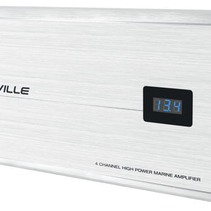 Rockville ATOM S30 Marine Amplifier 2400w 4 Channel Amp w/Volt Meter+PA Mic