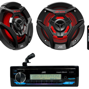 JVC KD-X38MBS Marine Stereo Receiver w/Bluetooth/USB+(2) 6.5" Speakers in Black