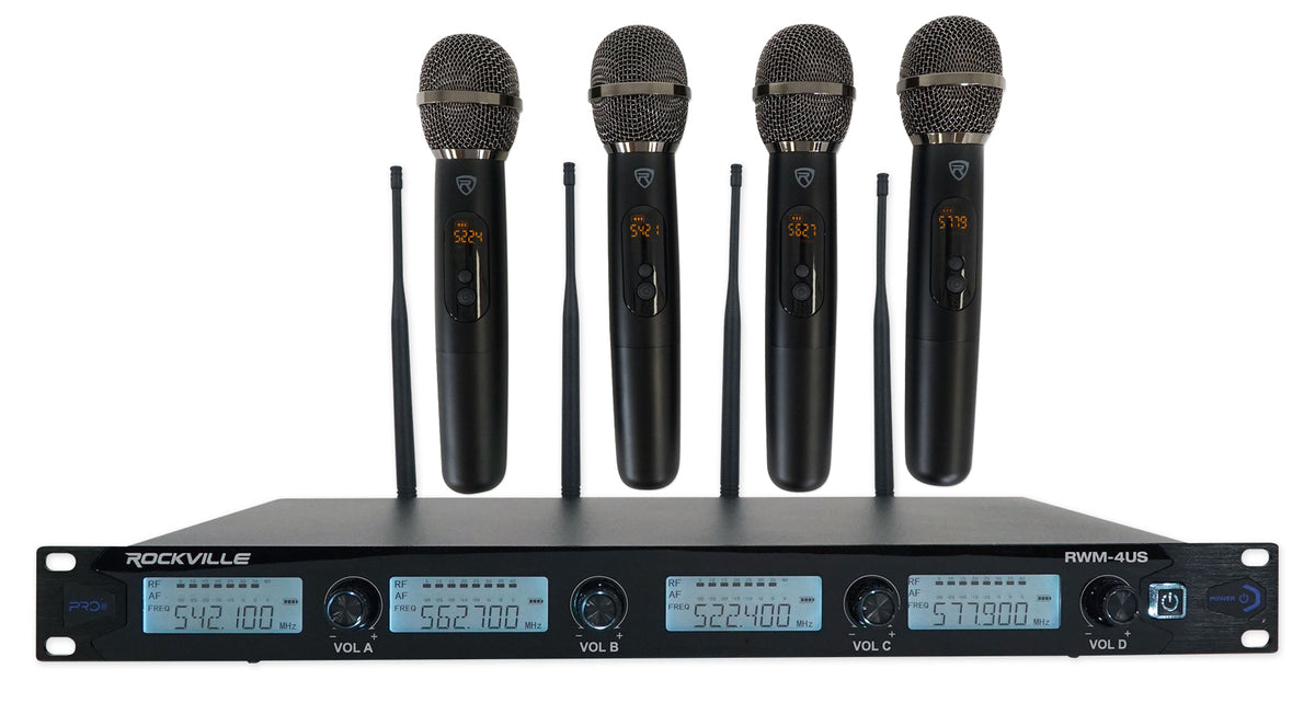 DRM12A Speaker & Quad Wireless UHF Microphone System
