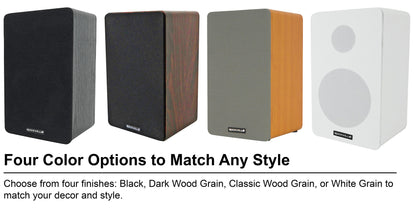 RockShelf 68D 400w Dark Wood 6.5" Bookshelf Speakers+36" Stands