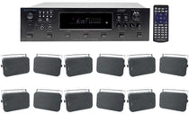 H12X500UBT 6-Zone Receiver + (12) Black 6.5 In Outdoor/Indoor Speakers