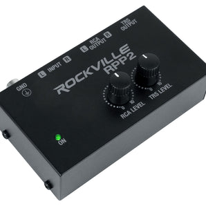 Rockville RPP2 Phono Preamp Convert Phono Level to Line RCA Turntable Pre-Amp+Cable