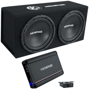 Memphis Audio SRXE212VP Dual 12" 1000w SRX Subwoofer Enclosure+Amplifier Package