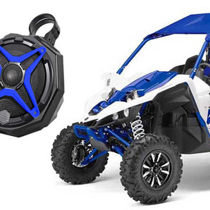 2) 6.5" Top Crossbar Roll Cage Roll Bar Speakers for Yamaha YXZ+Pods+Blue Grills