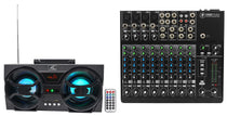 1202VLZ4 Mixer with NPB3 Bluetooth Boombox Speaker