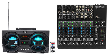 1202VLZ4 Mixer with NPB3 Bluetooth Boombox Speaker