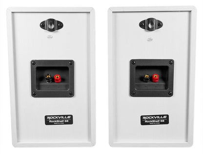 2) Rockville RockShelf 68W 360w 6.5" White Bookshelf Speakers+Bluetooth/Wifi Amp