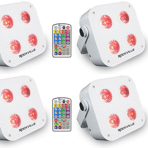 (8) Rockville MINI IR4 White RGBWA+UV DJ Par Wash Up Lights+Wireless DMX+App