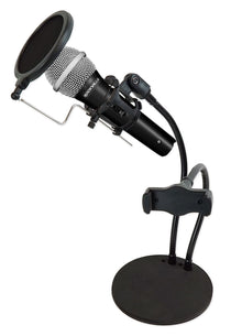 Zoom Stream Broadcast Podcast Mic and Phone Stand w/ Microphone