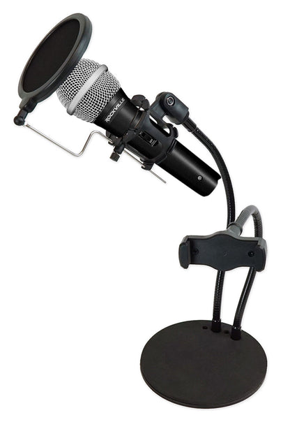 Zoom Stream Broadcast Podcast Mic and Phone Stand w/ Microphone