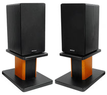 RockShelf 64B Black 6.5" Home Bookshelf Speakers+8 inch Wood Stands