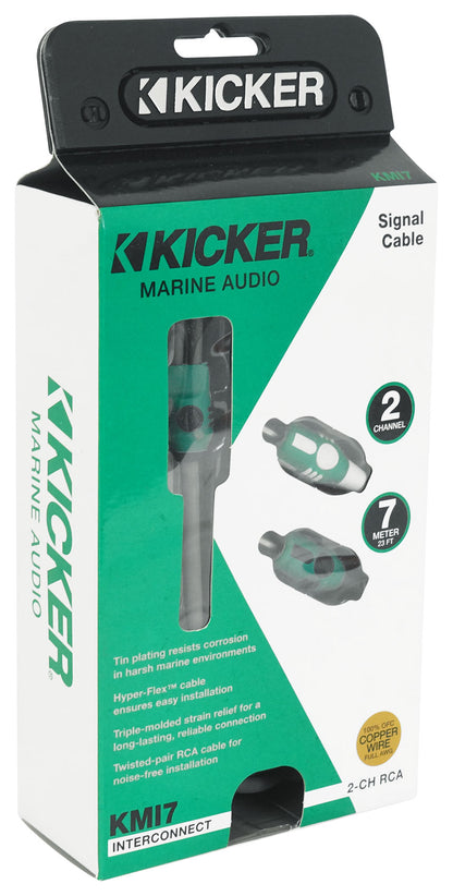 KICKER 47KMI7 KMI7 23 ft. 7 Meter Marine 2-Channel OFC RCA Audio Signal Cable