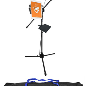 Rockville RVMIC5 Tripod Microphone Mic Stand+Boom+Gooseneck+iPad Clip+Bag+Shelf