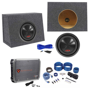 Alpine SWR-8D2 8" 1000w Subwoofer+Sealed Box+Mono Sub Amplifier+Amp Kit SWR8D2