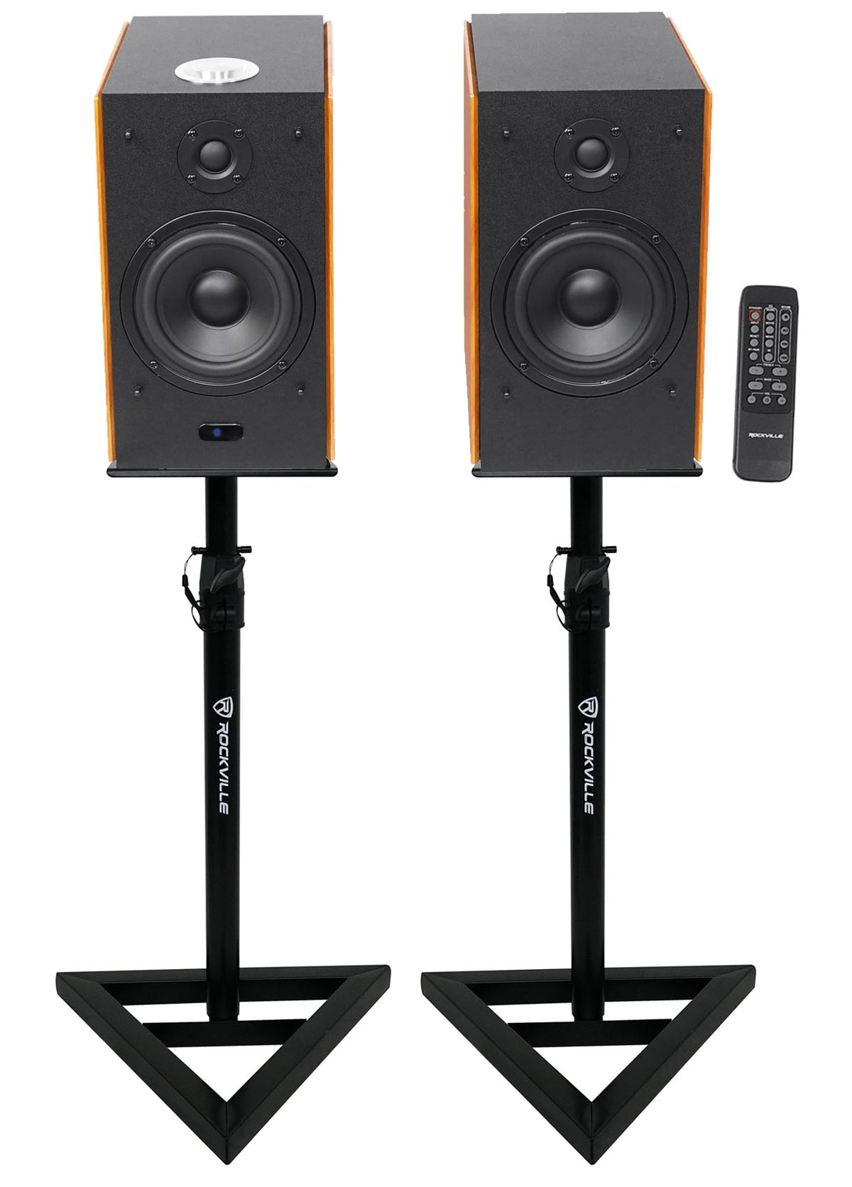 (2) HD5 5" Powered Bluetooth Bookshelf Speakers + Adjustable Monitor Stands