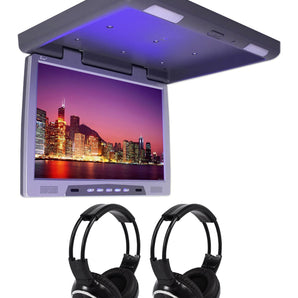 TView T2207IR 22" Slim Overhead Car/Truck/SUV Video Monitor +2 Wireless Headsets