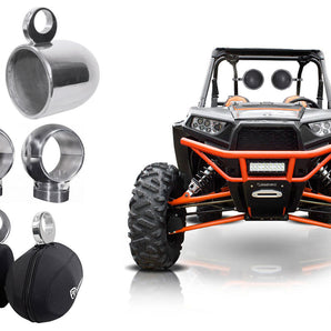 (2) Rockville MAC90S 8" 360 Degree Swivel Tower Speaker Pods+Covers RZR/ATV/UTV