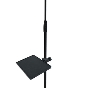 Rockville RVMIC1 Microphone Stand Dual Boom & Tripod Base+Clamp-On Utility Shelf