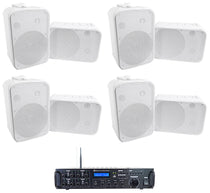 Rock Zone 8 Ch. Multi Room Home Receiver+(8) White 6.5" Wall Speakers