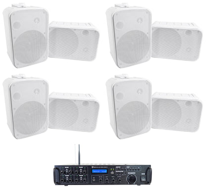 Rock Zone 8 Ch. Multi Room Home Receiver+(8) White 6.5" Wall Speakers