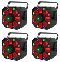 (4) Furious Three RG LED DMX Moonflower/Wash/Laser Effect Lights