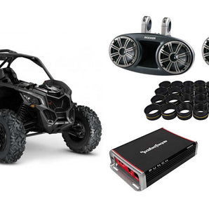 Kicker 6.75" Rollcage Speakers+2-Ch Amp+Bluetooth Receiver For Can-Am Maverick