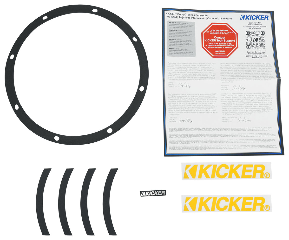 Kicker 51CWQ104 COMP Q 10" 800 Watt Car Audio Subwoofer DVC 4 Ohm Sub CWQ104
