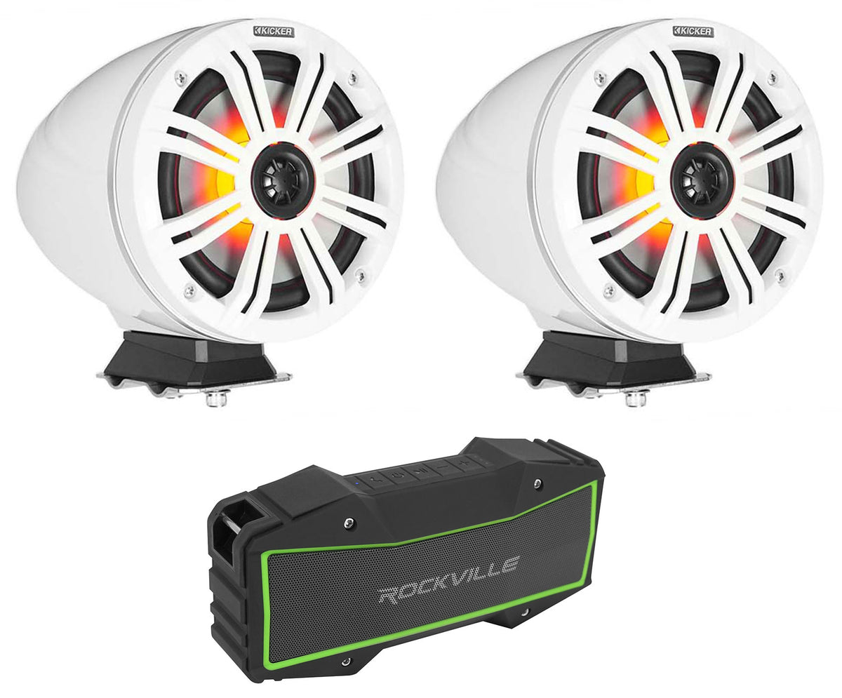 KMFC8W 8" White Marine Speakers & Portable Bluetooth Speaker