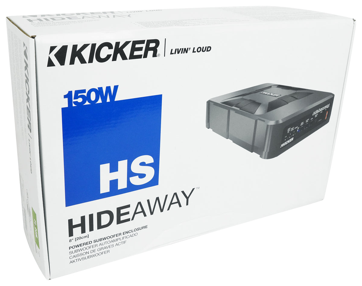 Kicker 51HS8 8" Hideaway Under-Seat Powered Car Audio Subwoofer Compact Sub HS8