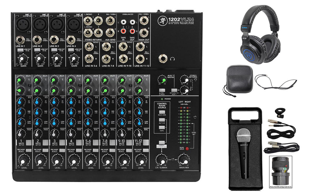 1202VLZ4 Mixer with DJ Headphones and Microphone