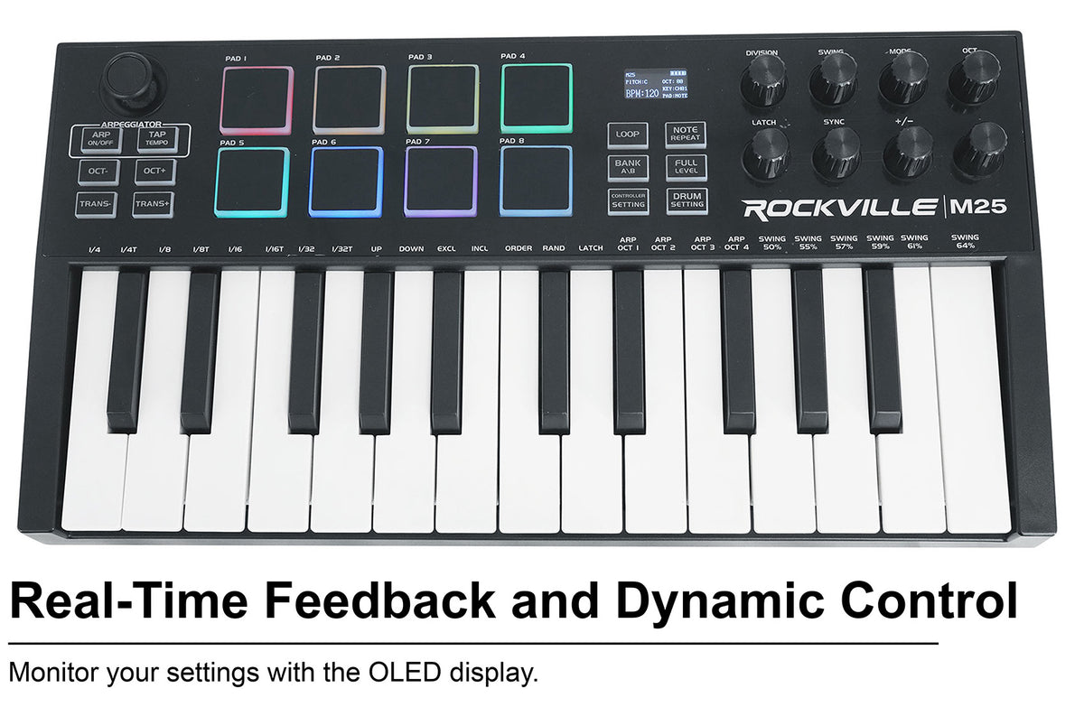 M25 Black Wireless MIDI Keyboard 25-Key + PRO‑M50 Headphones Bundle