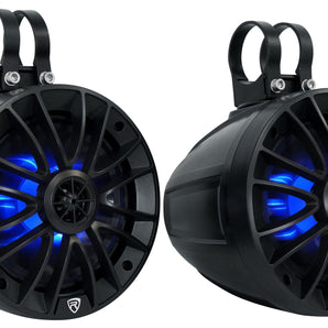 Rockville PT65BR 6.5" Powered Bluetooth LED Tower Speakers For ATV/UTV/RZR/Cart