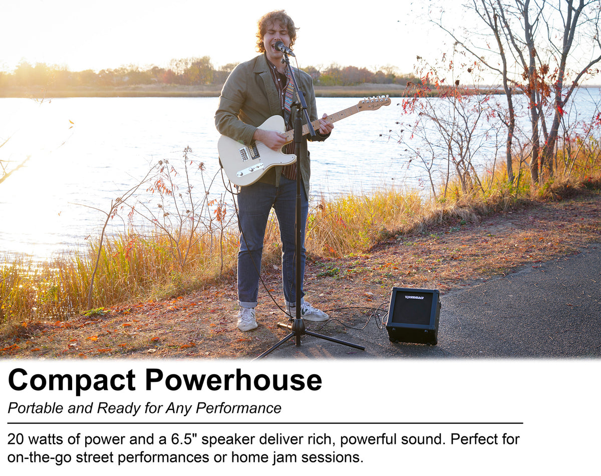 G-CHARGE 20 Black Rechargeable Guitar Amplifier w/Reverb+Headphones