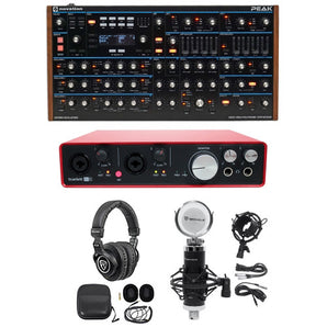 Novation Peak MIDI USB Synthesiser+Scarlett Interface+Headphones+Microphone