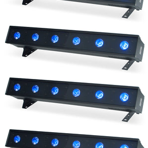 (4) American DJ ULTRA HEX BAR 6 RGBWA+UV LED DMX Wash/Strobe Effect Bar Lights