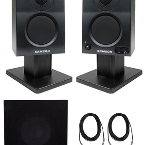 (2) Samson 3" Podcasting Podcast Recording Monitors w/Bluetooth+Stands+Subwoofer