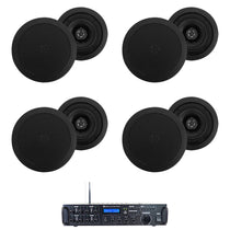 Rock Zone 8 Ch. Multi Room Receiver+(8) 5.25" Black Ceiling Speakers