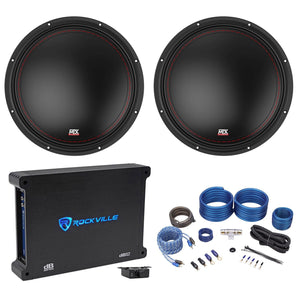 (2) MTX 3512-04 12" 1000w SVC 4-ohm Car Audio Subwoofers+Mono Amplifier+Amp Kit