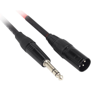 Rockville RCXMB1.5R 1.5' Male REAN XLR to 1/4'' TRS Cable Red 100% Copper